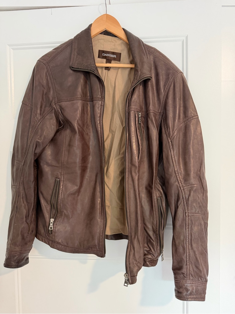 Danier Men's Brown Leather Zip Jacket